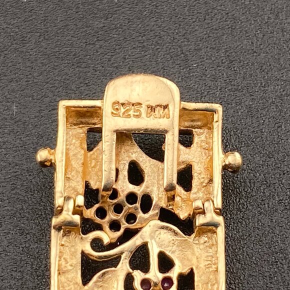 Wheeler Manuf. Sterling Silver Gold Vermeil Ruby Emerald Sapphire 7" Bracelet - Picture 11 of 16